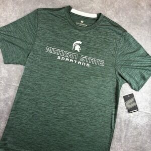 Michigan State Spartans T Shirt Mens L Green Stretch Performance Sample Rare NEW
